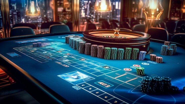Antarmuka Infinite Blackjack di aplikasi angkabet menampilkan dealer, kartu, dan opsi taruhan